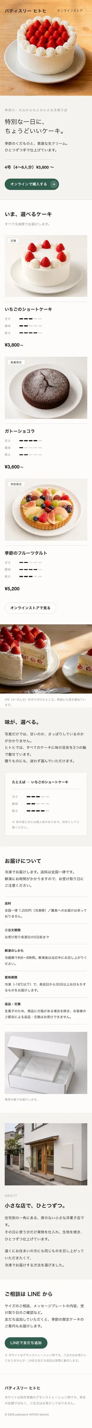 パティスリー ヒトヒ のスマートフォン表示(ページ全体)